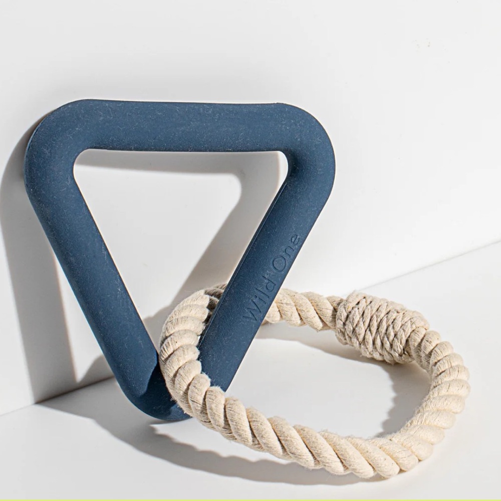 Wild One Blue Triangle Tug Dog Toy Navy Blue
